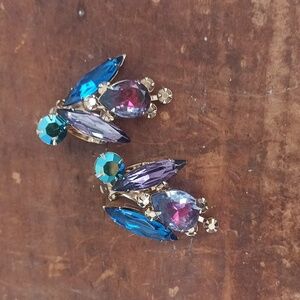 Rhinestone Clip Earrings Vintage